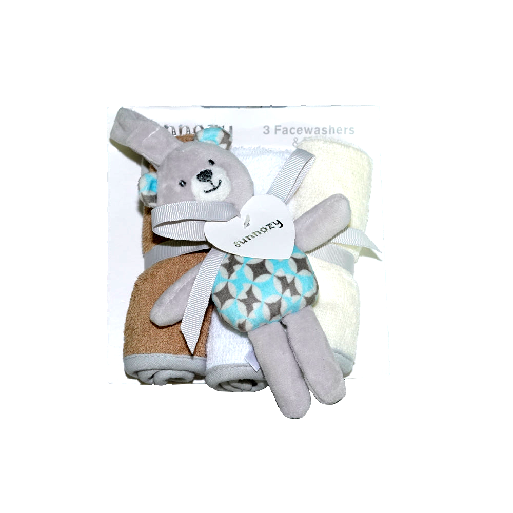 BABY FACE TOWEL 3PC SET W TOY IR CLTW032-B MS-22 S-96