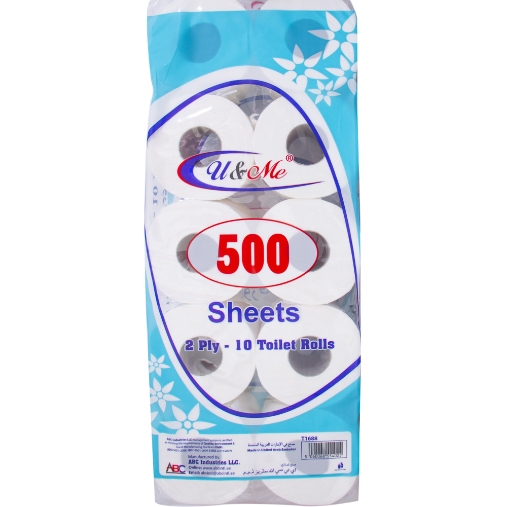 U&ME TOILET TISSUE ROLLS 2-PLY 10 PC PACK