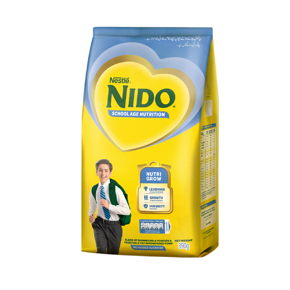 NESTLE NIDO MILK POWDER SCHOOL AGE GROWTH POUCH 390 GM