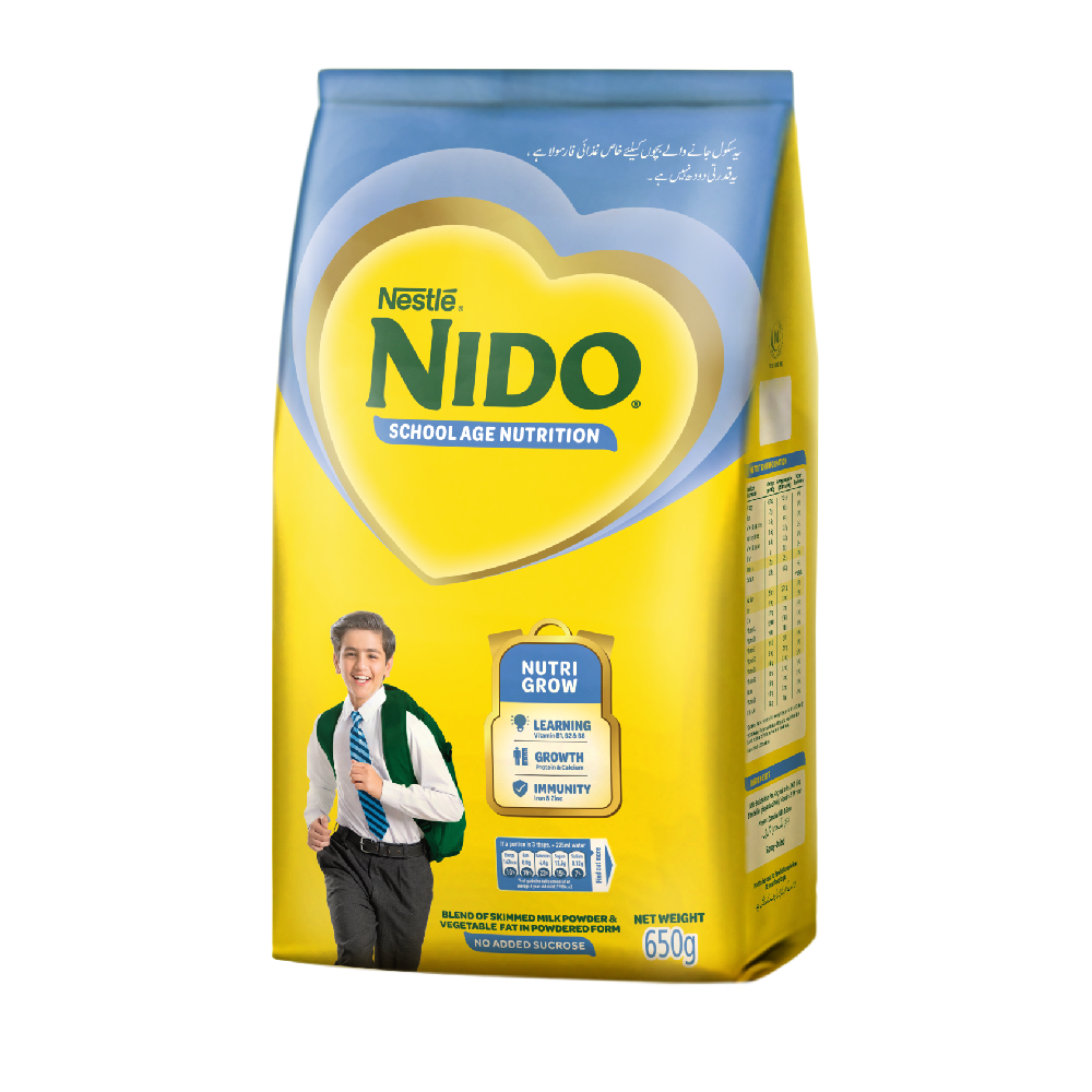 NESTLE NIDO MILK POWDER SCHOOL AGE GROWTH POUCH 650 GM