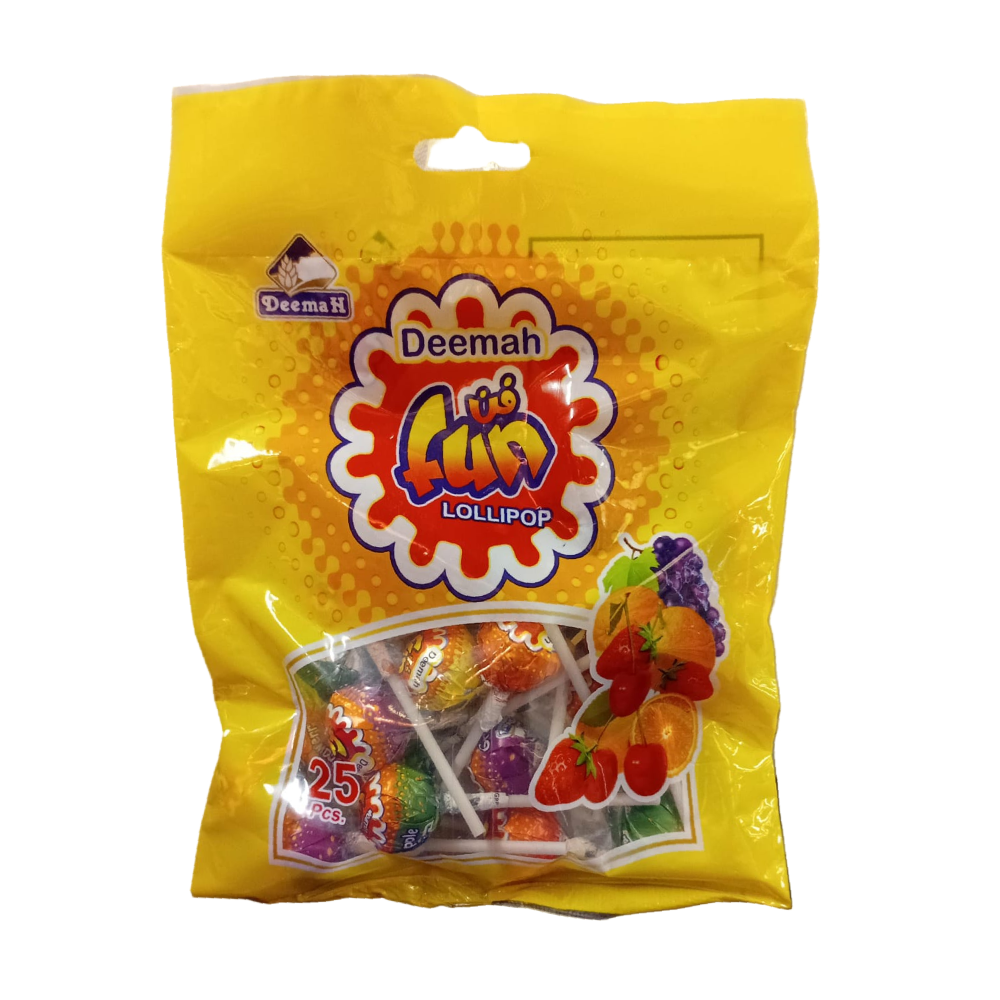 DEEMAH ASSORTED FUN LOLLIPOP POUCH 25 PCS