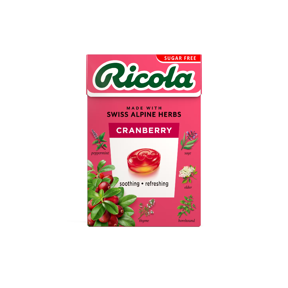 RICOLA CANDY TASTY CRANBERRY SUGAR FREE 40 GM