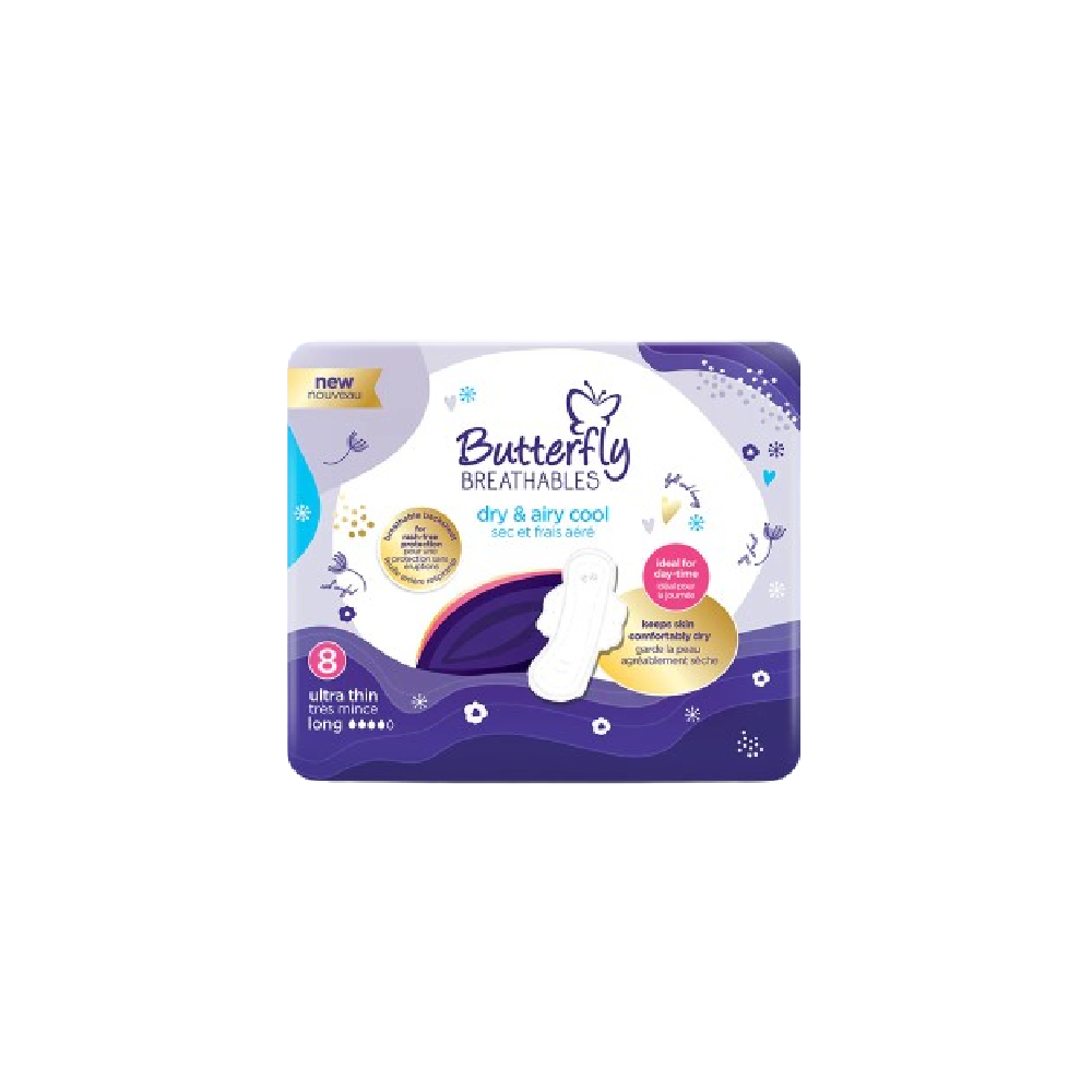 BUTTERFLY ULTRA THIN SANITARY NAPKINS LARGE 8 PCS