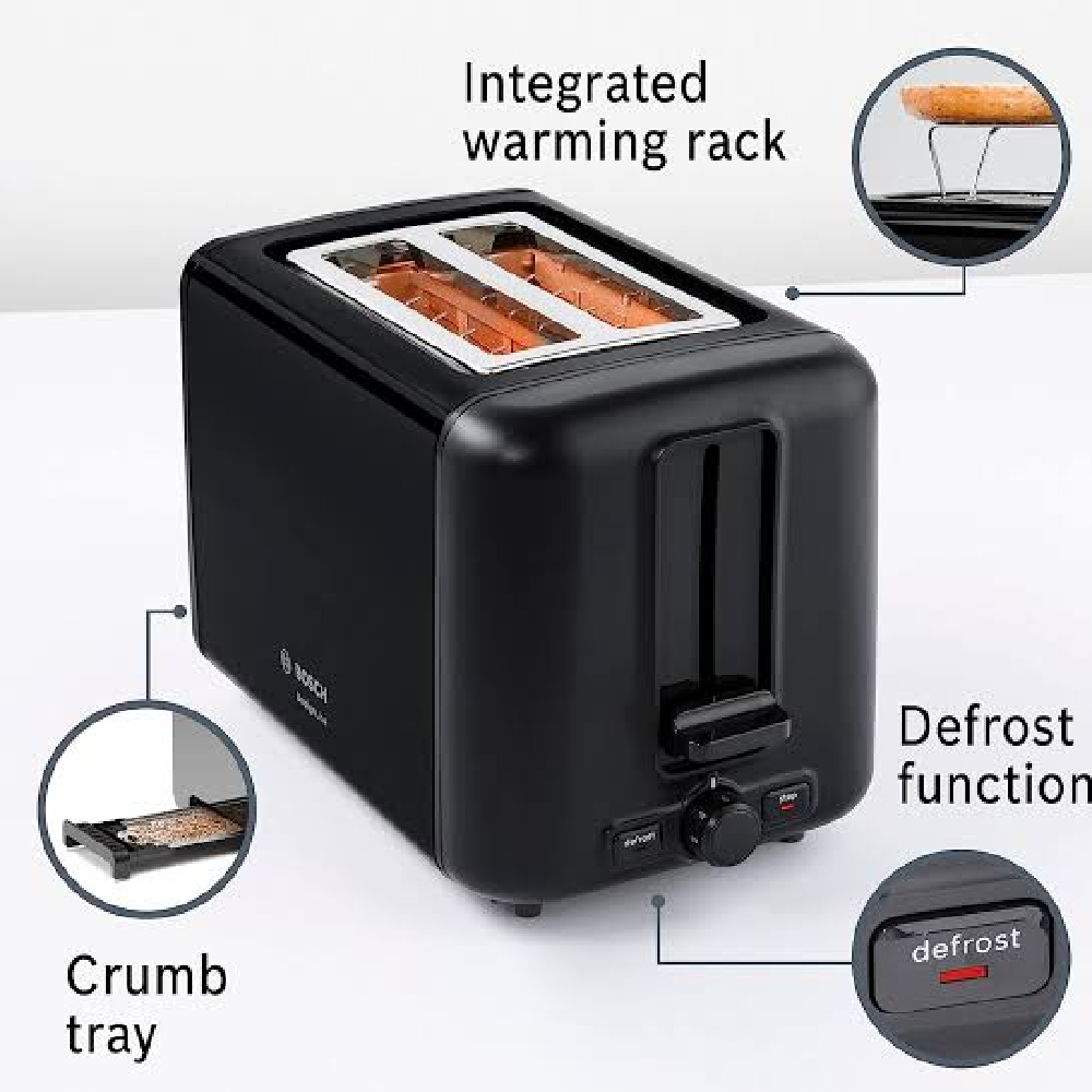 BOSCH TOASTER 2 SLICE BLACK STEEL TAT3P423GB