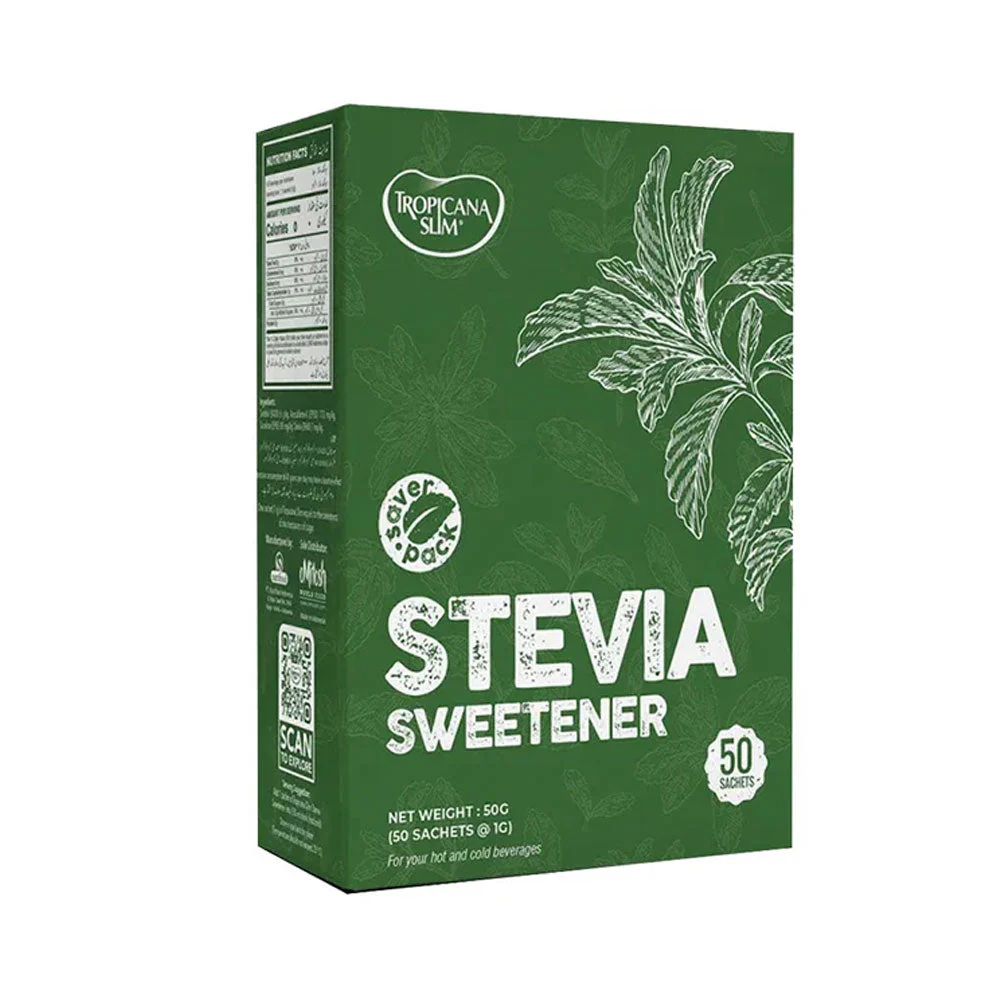 TROPICANA SLIM STEVIA SWEETENER SAVER PACK 50 SACHETS 50 GM