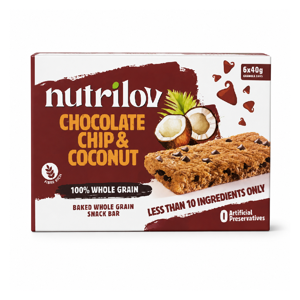 NUTRILOV CHOCOLATE CHIP & COCONUT GRANOLA 6-BAR 240G