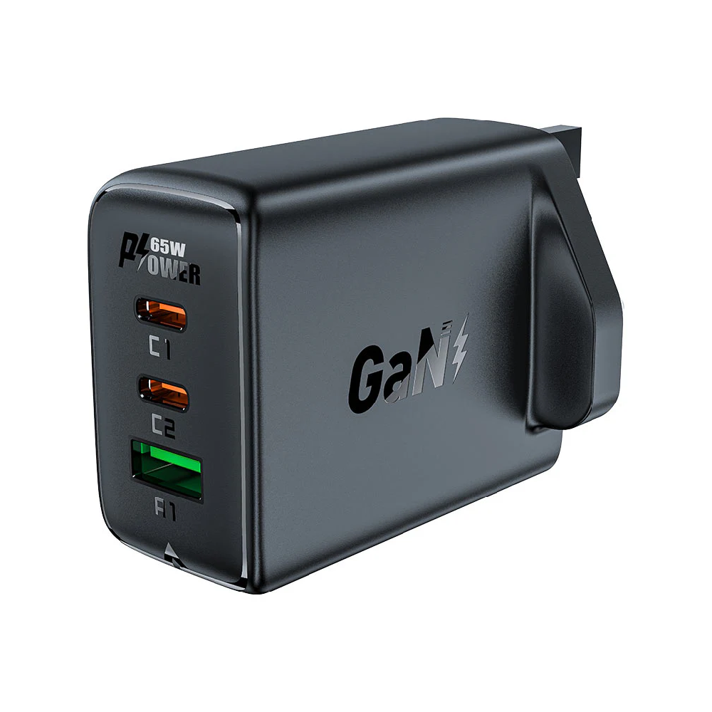 PD65W GaN Fast 3 Port Charger 2xUSB-C + 1xUSB-A - MFI Approved
