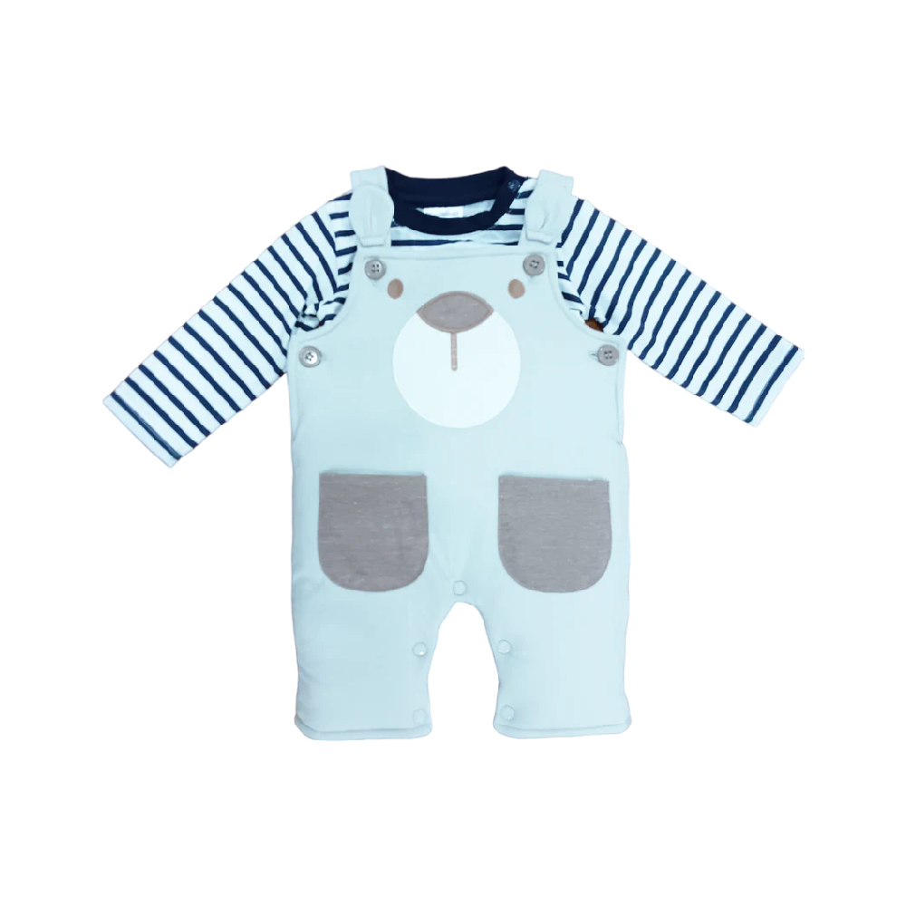 BOYS L/S 2PC QUILTED ROMPER MZW-24 0-3M 241-009