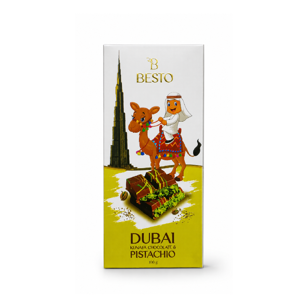 BESTO CHOCOLATE BAR DUBAI PISTACHIO KUNAFA 100 GM