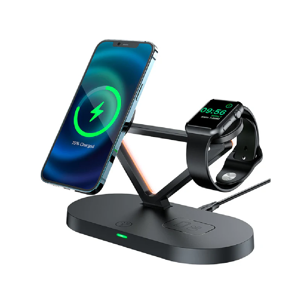 Desktop Wireless  3-in-1 Charging Holder 45W with LED Ambient Light - MFI Approved