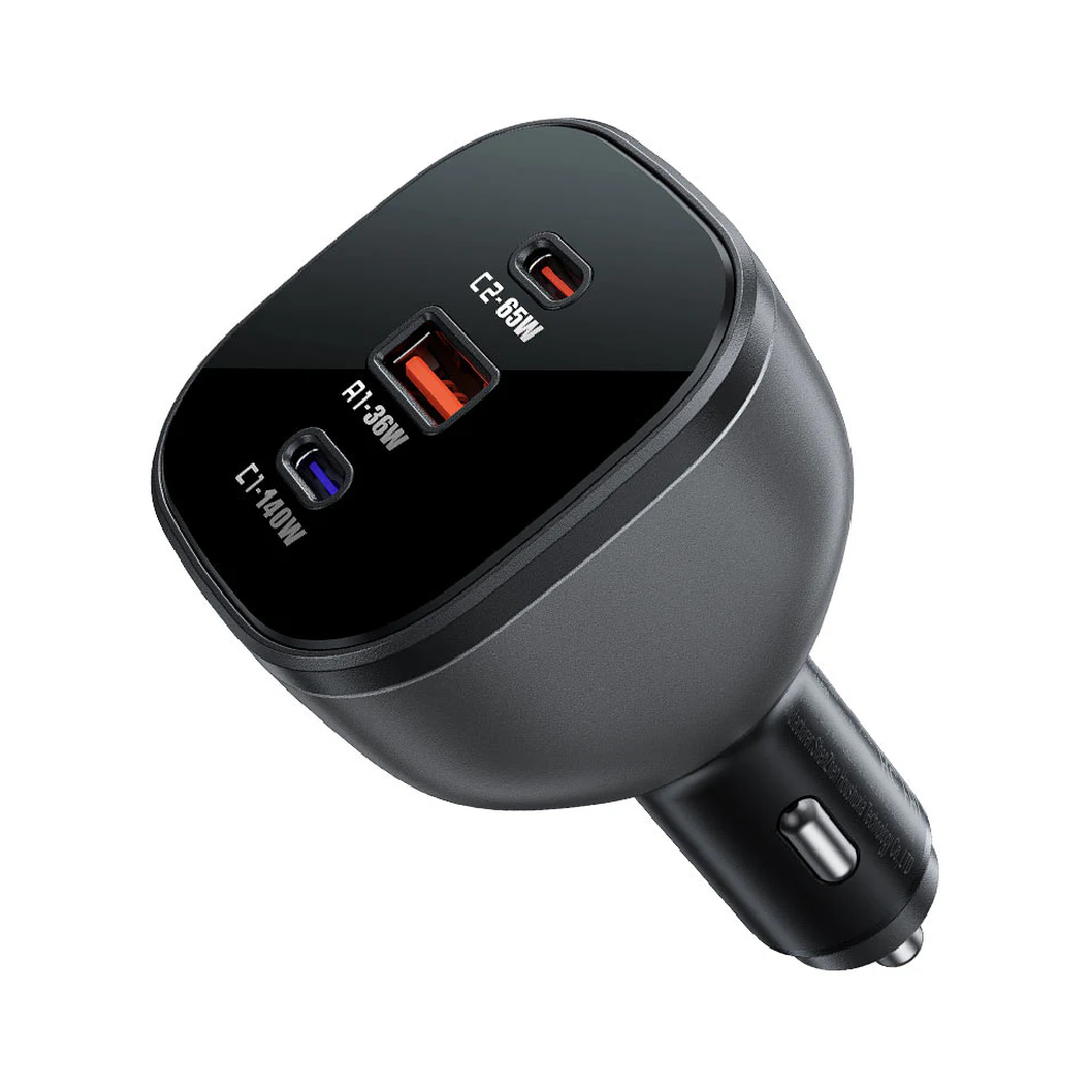 165W PD3.1 Smart Chip Dual USB-C + USB-A Fast Car Charger