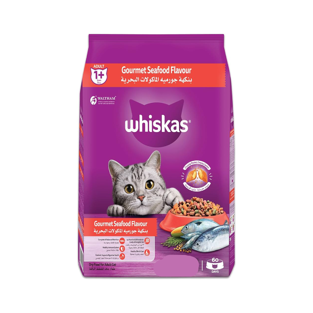 WHISKAS CAT FOOD ADULT GOURMET SEAFOOD 1+YEAR 480 GM