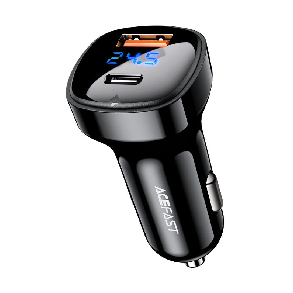 66W USB-C+USB-A Fast Car Charger with Digital Display