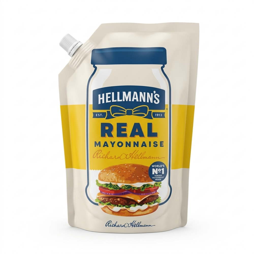 HELLMANNS REAL MAYONNAISE POUCH 900 ML