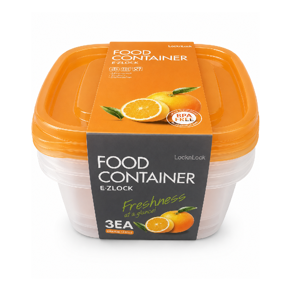 LOCK AND LOCK EZ LOCK RECT CONTAINER 3 PC HLE 170OS 610 ML