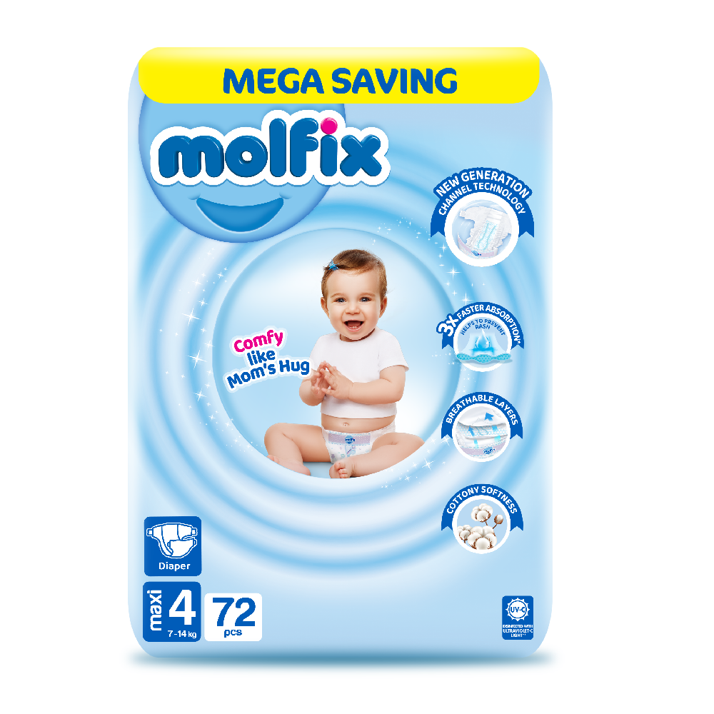 MOLFIX DIAPERS 4 MAXI 7-14 KG 72 PCS