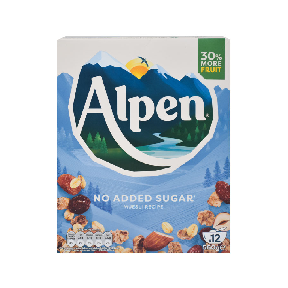 ALPEN CEREAL NO ADDED SUGAR SWISS STYLE MUESLI 560 GM