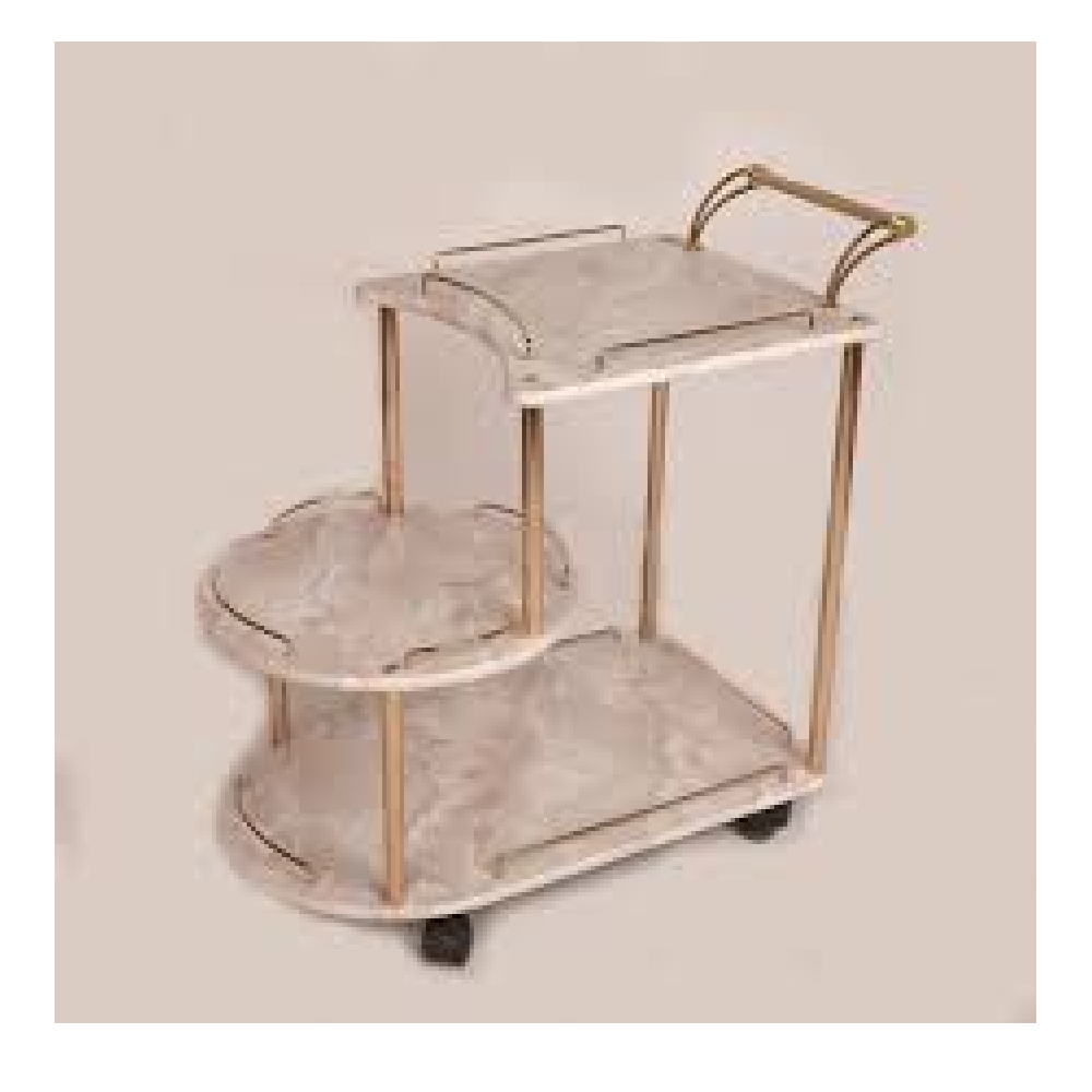 TEA TROLLEY NEW STATE 3 SHELF GOLDEN-P21817