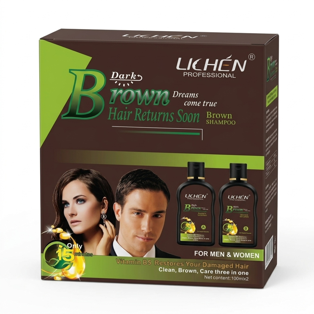 LICHEN COLOR DARK BROWN HAIR SHAMPOO 100ML*2