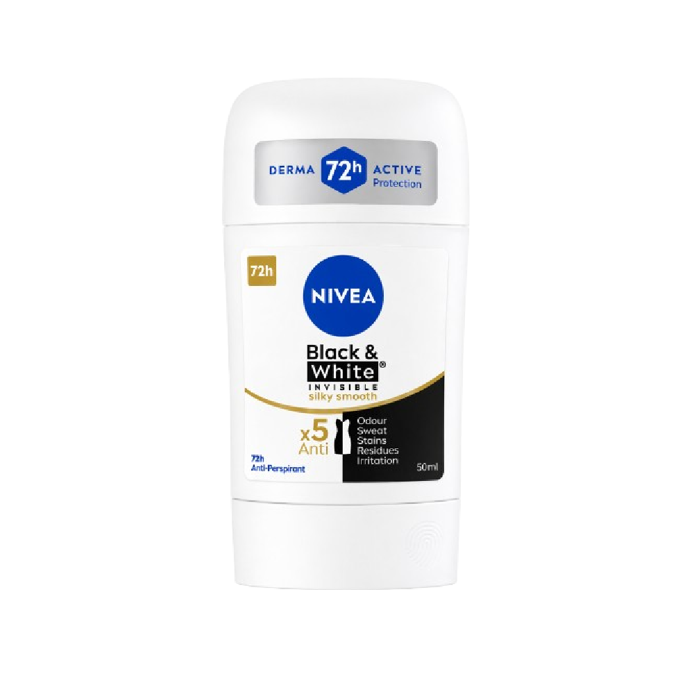 NIVEA DEODORANT ROLL ON STICK B&W INVISBLE SILKY SMOOTH 50ML