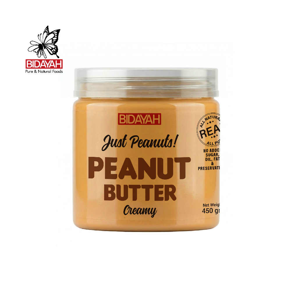 BIDAYAH PURE & NATURAL CREAMY PEANUT BUTTER ZERO ADDITIVES 450 GM