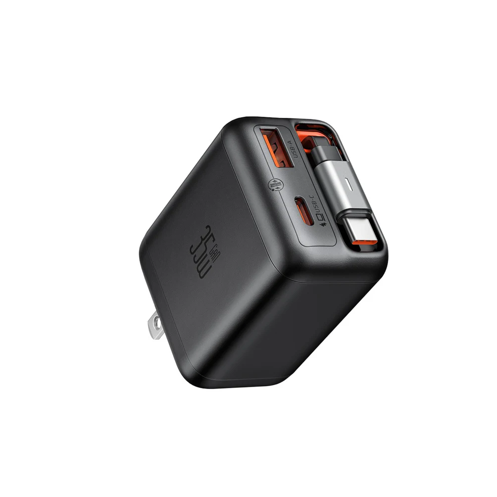 GaN Charger with Built-in Retractable Cable (US Plug)