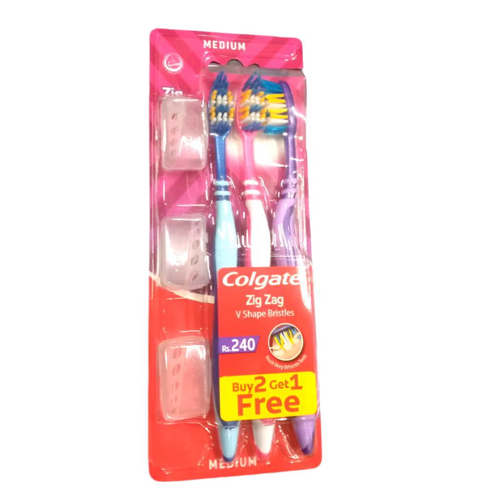 COLGATE TOOTH BRUSH ZIGZAG TRIPLE PACK MEDIUM