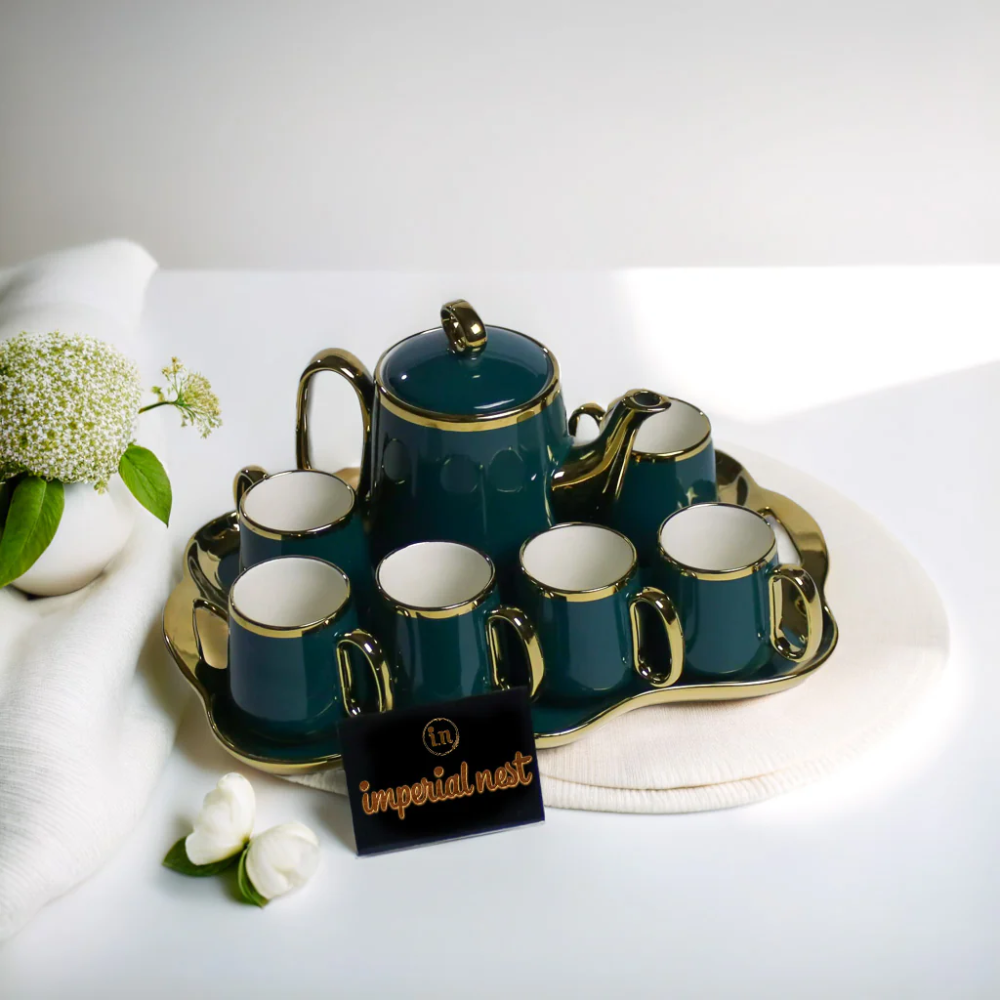 COFFEE SET 9PC CERAMIC BYD3-4 GREEN