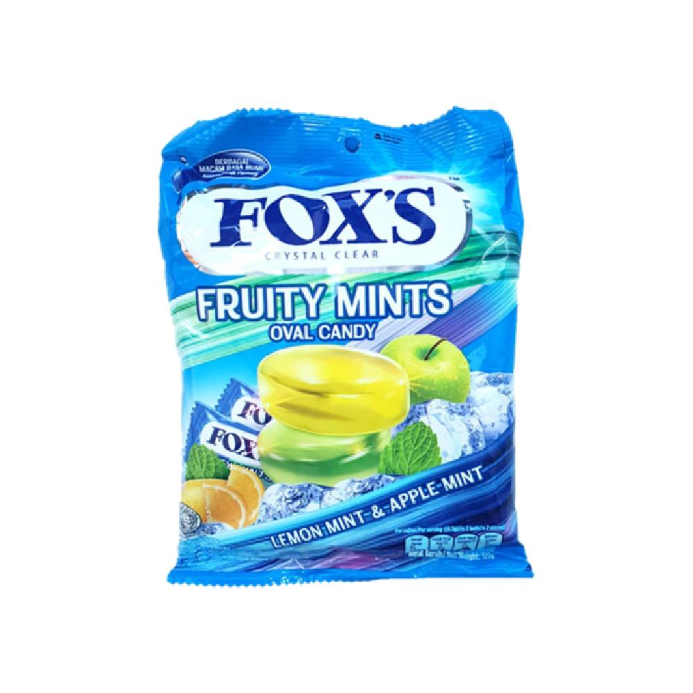 FOXS OVAL CANDY FRUITY MINTS CRYSTAL CLEAR 125 GM