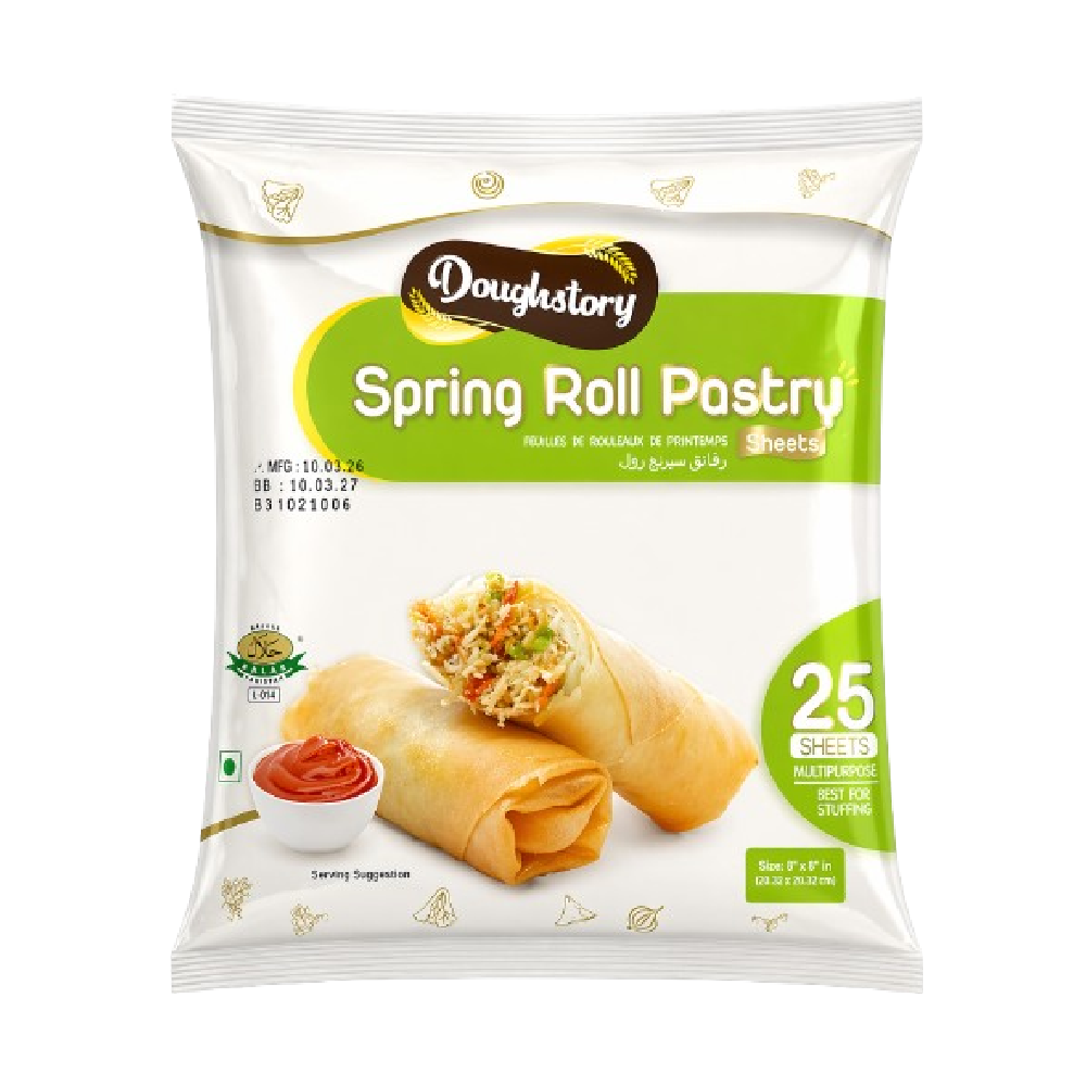 DOUGHSTORY SPRING ROLL PASTRY SHEET (8*8) 375 GMS 25PCS