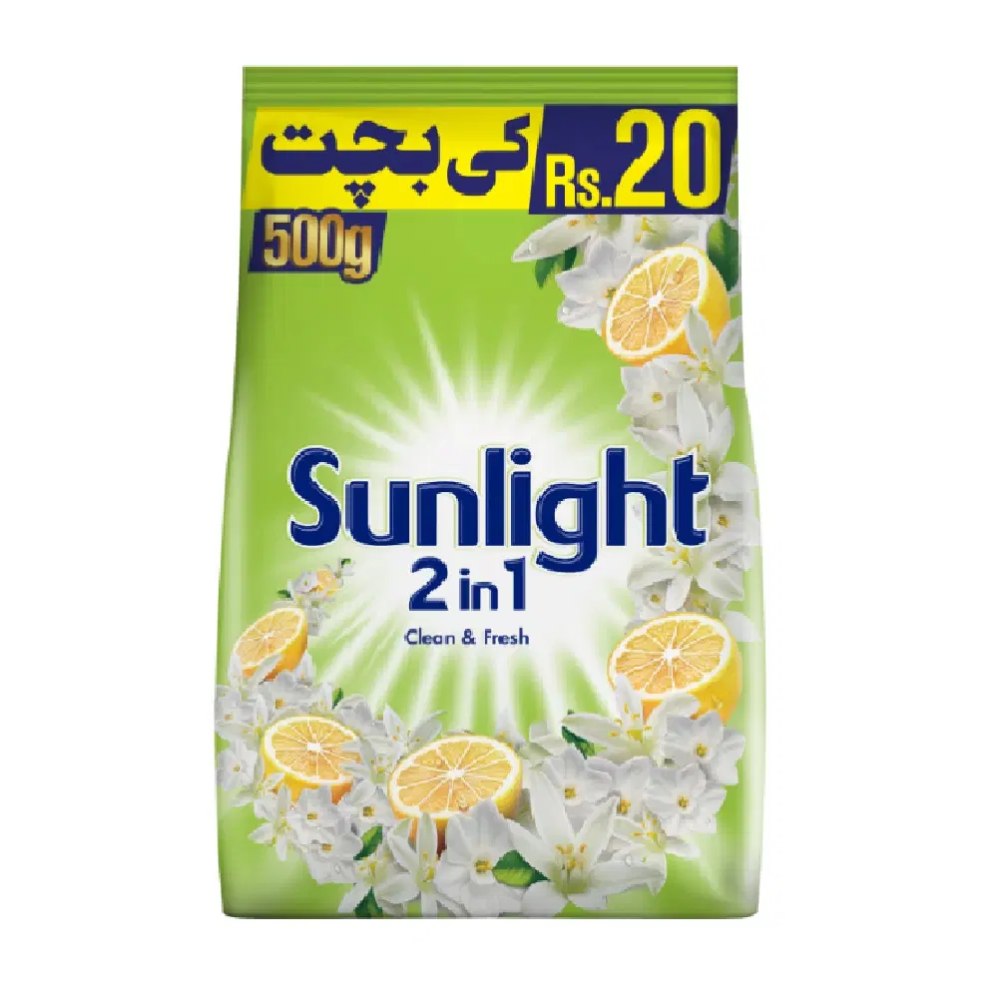 SUNLIGHT WASHING POWDER 2IN1 CLEAN & FRESH SAVE RS.20 500 GM