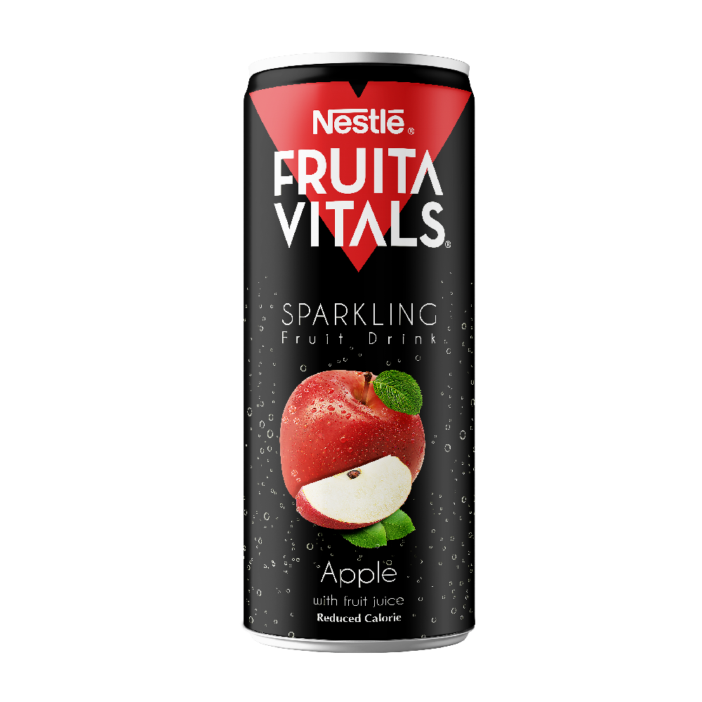 NESTLE FRUITA VITALS SPARKLING FRUIT DRINK APPLE CAN 250ML