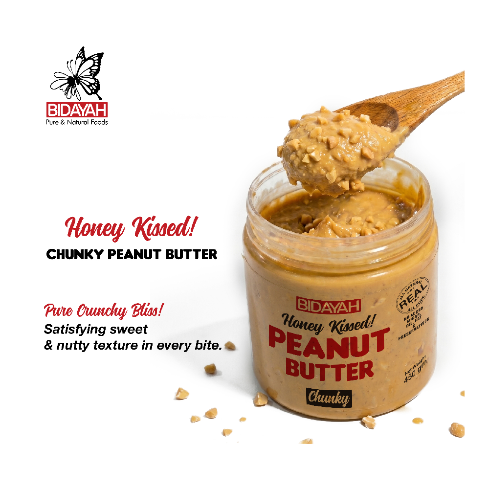 BIDAYAH PURE & NATURAL HONEY KISSED CHUNKY PEANUT BUTTER 450 GM