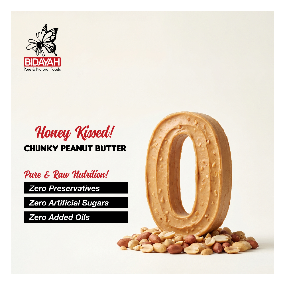 BIDAYAH PURE & NATURAL HONEY KISSED CHUNKY PEANUT BUTTER 450 GM