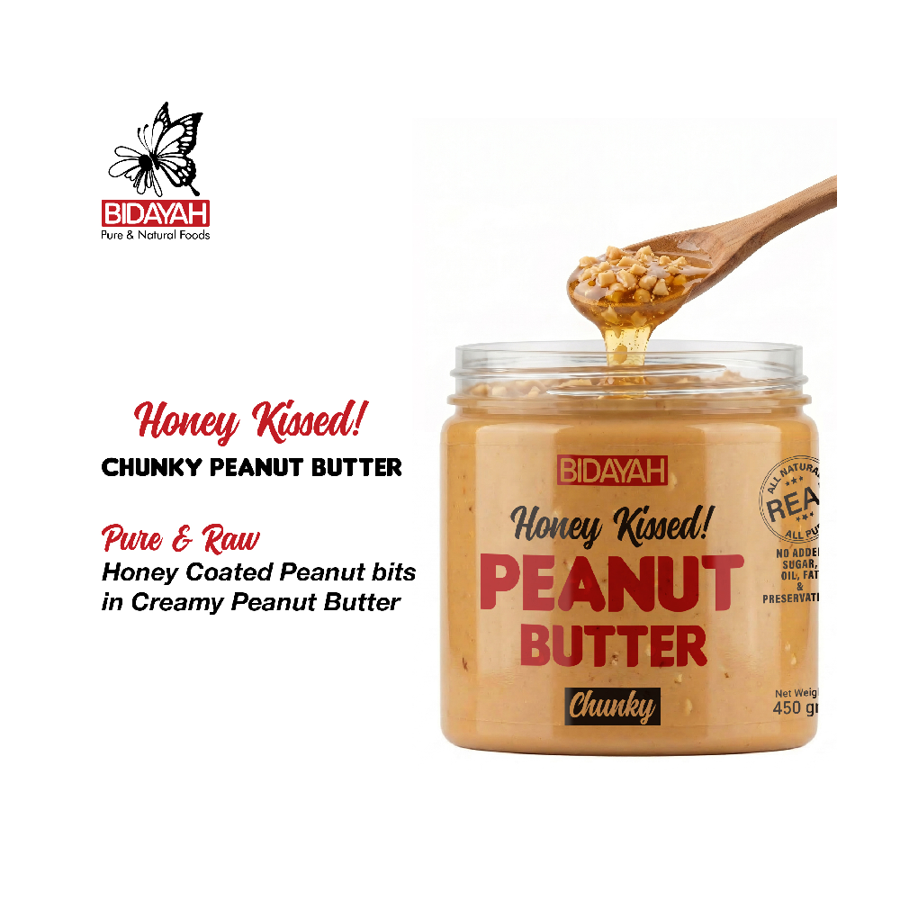 BIDAYAH PURE & NATURAL HONEY KISSED CHUNKY PEANUT BUTTER 450 GM