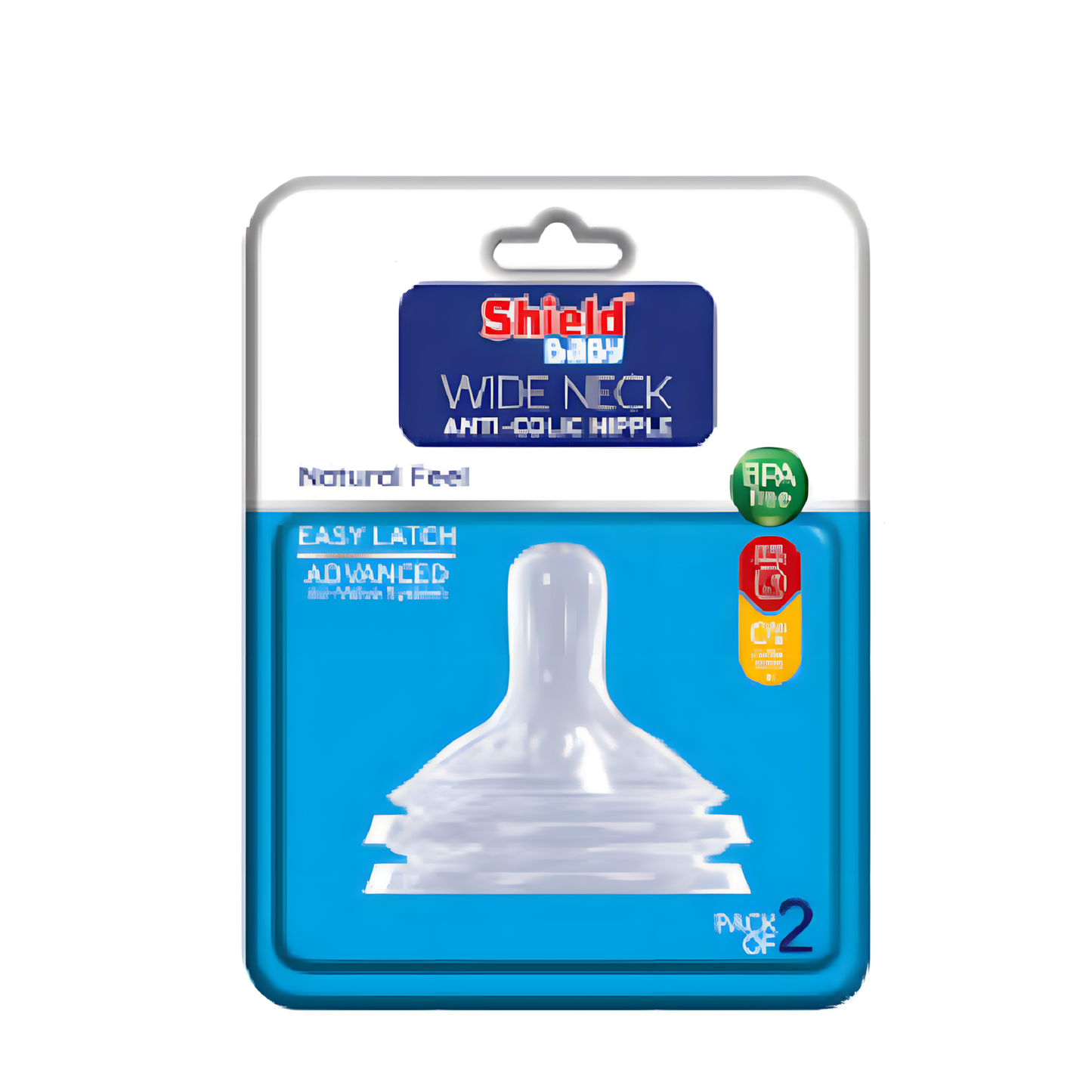 SHIELD WIDE NECK ANTICOLIC NIPPLE  6+ MONTHS  Fast FLOW 2PCS