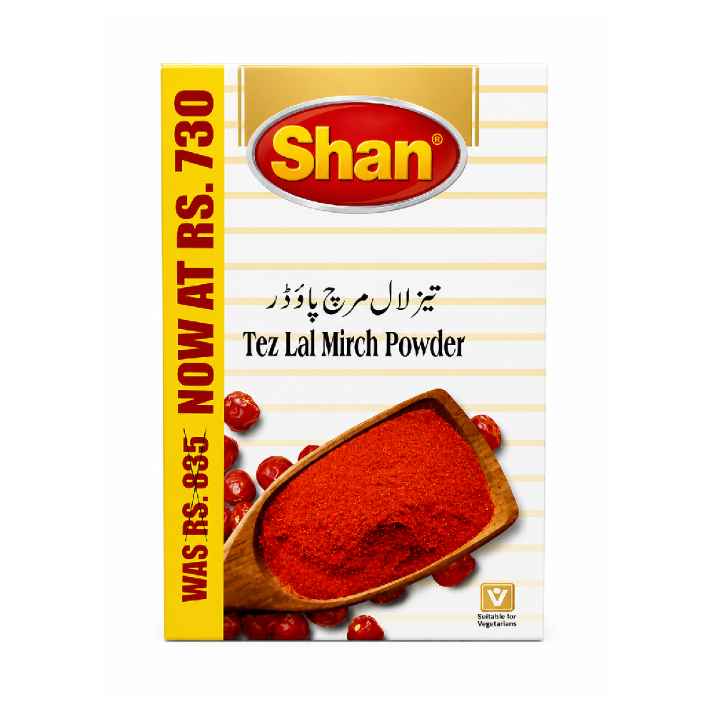 SHAN TEZ LAL MIRCH POWDER SAVE RS.730 400 GM