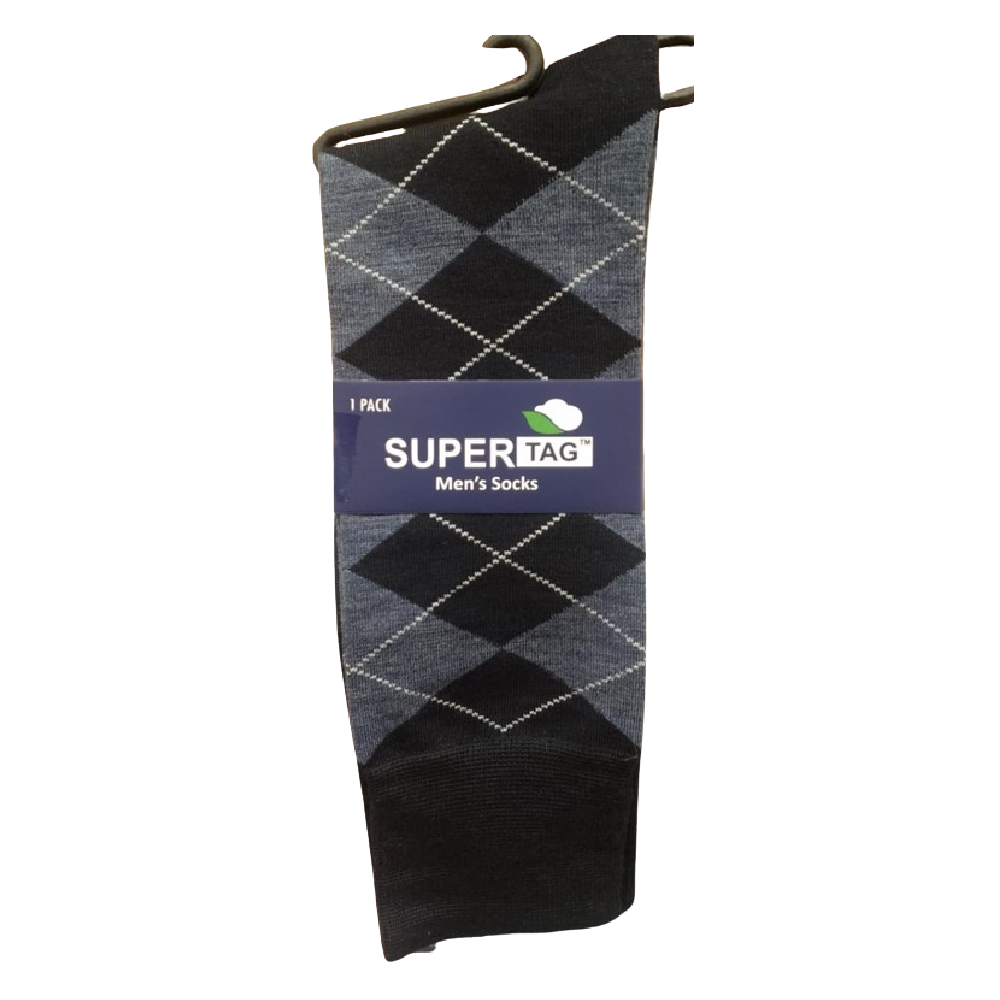 SUPER SOCKS ARGYLE P1(BLACK)