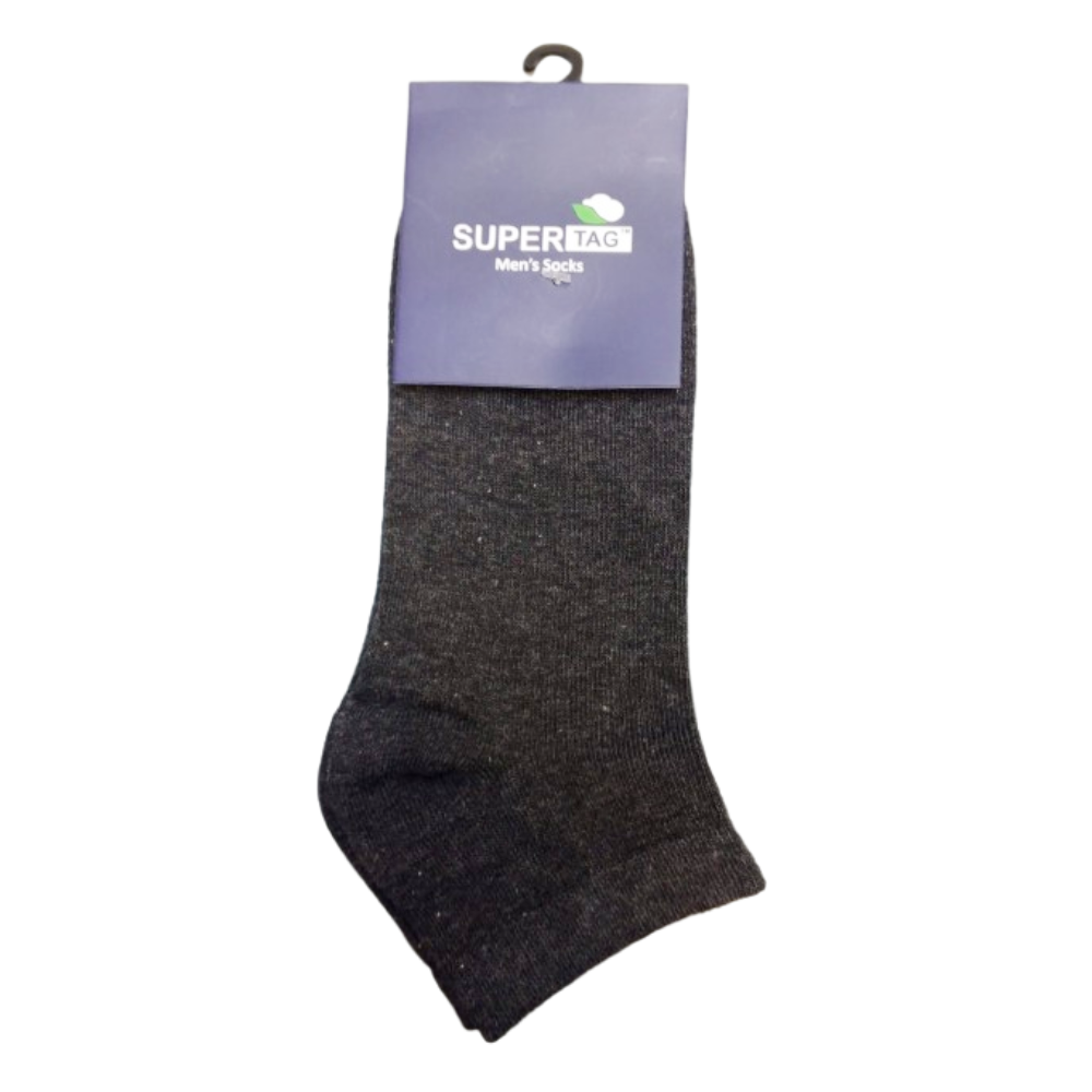 SUPER TAG ANKLE SOCKS CHARCOAL GREY PLAIN 1PC HZ