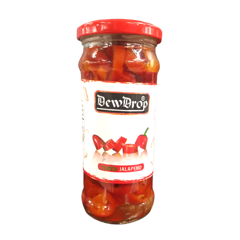 DEW DROP PICKLE JALAPENO SLICED RED 370 GM