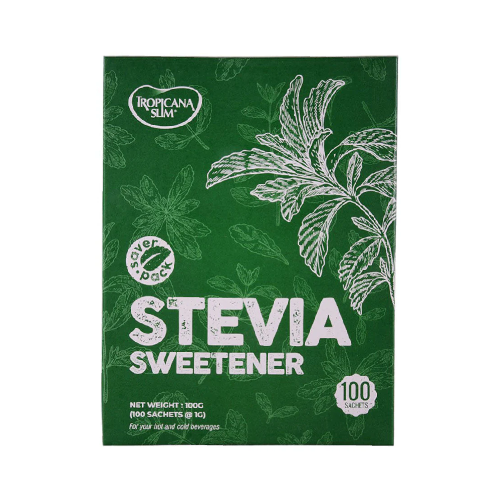 TROPICANA SLIM STEVIA SWEETENER SAVER PACK 100 SACHETS 100 G