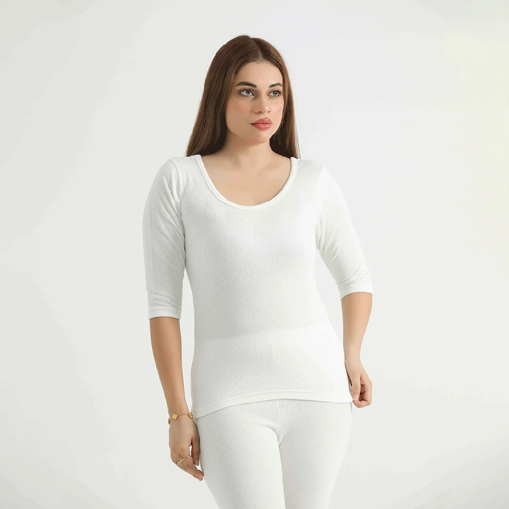 Belleza Lingerie Thermal Sleeve Shirt-White