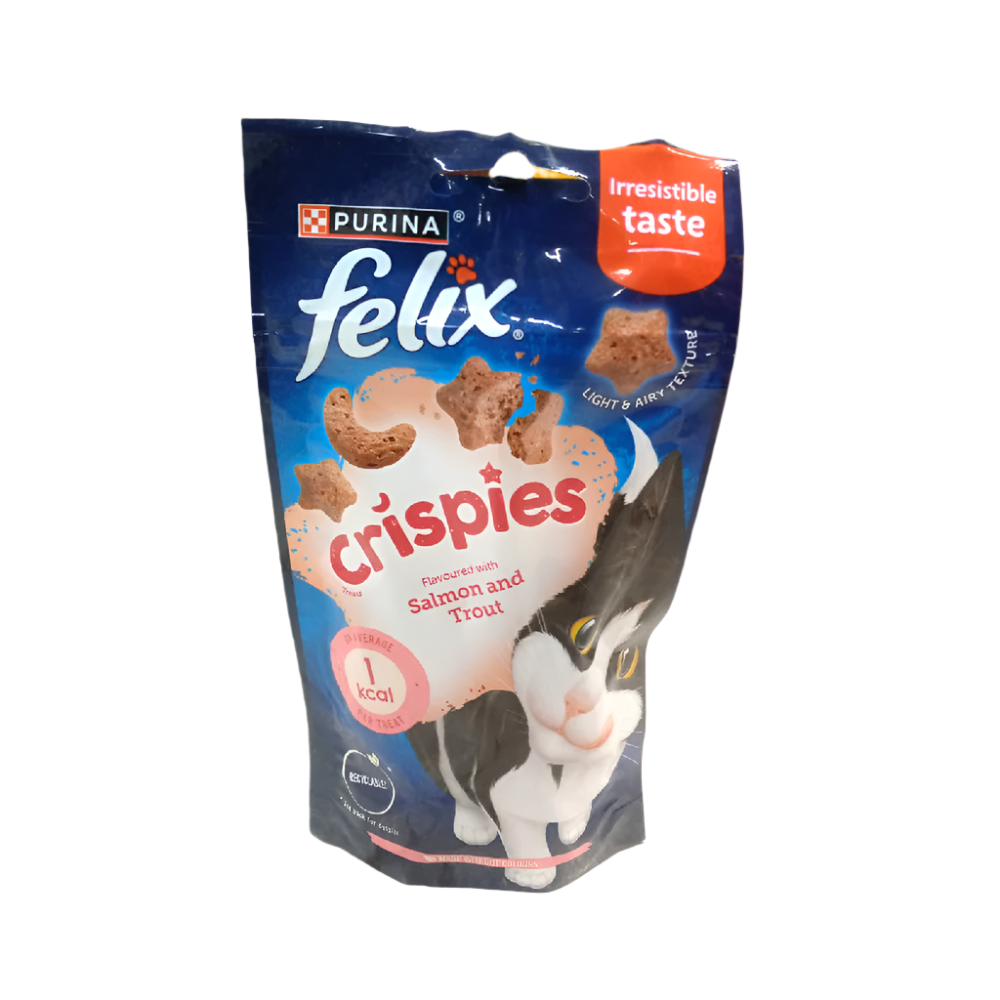 PURINA FELIX CAT BISCUIT CRISPIES SALMON AND TROUT 45 GM