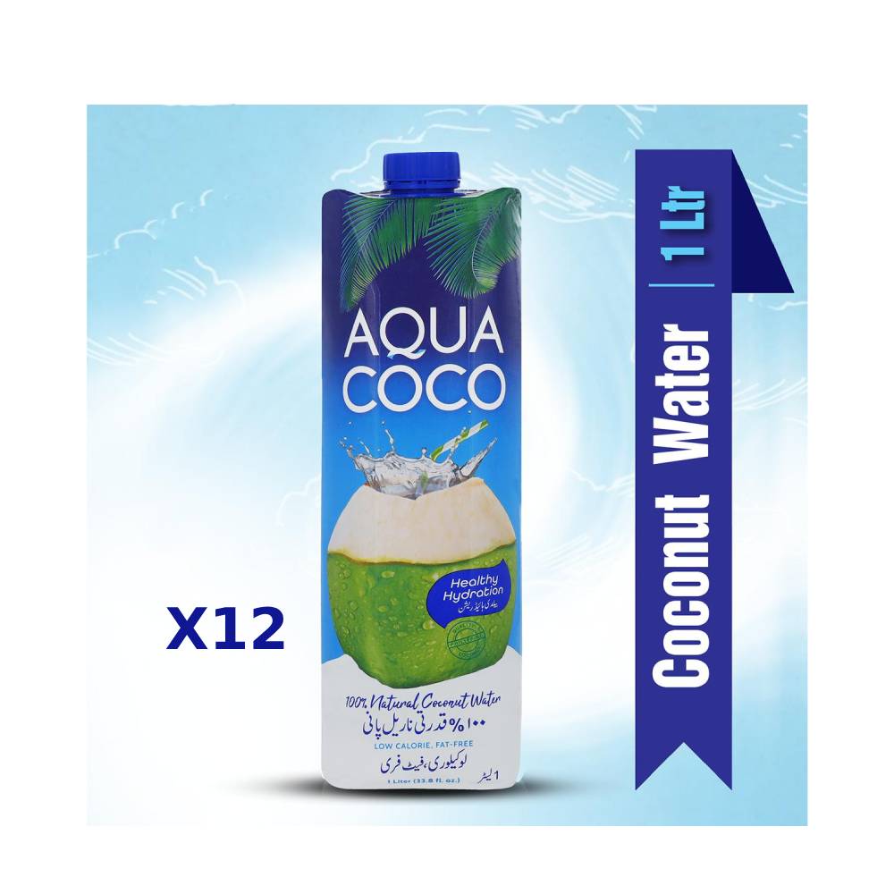AQUA COCO NATURAL COCONUT WATER 1 LTR- CARTON