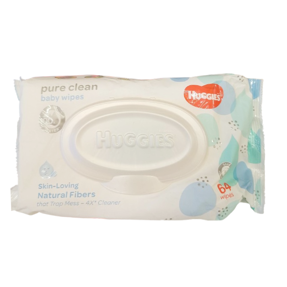 HUGGIES BABY WIPES 64PC NATURAL CARE PLUS WITH CAPS