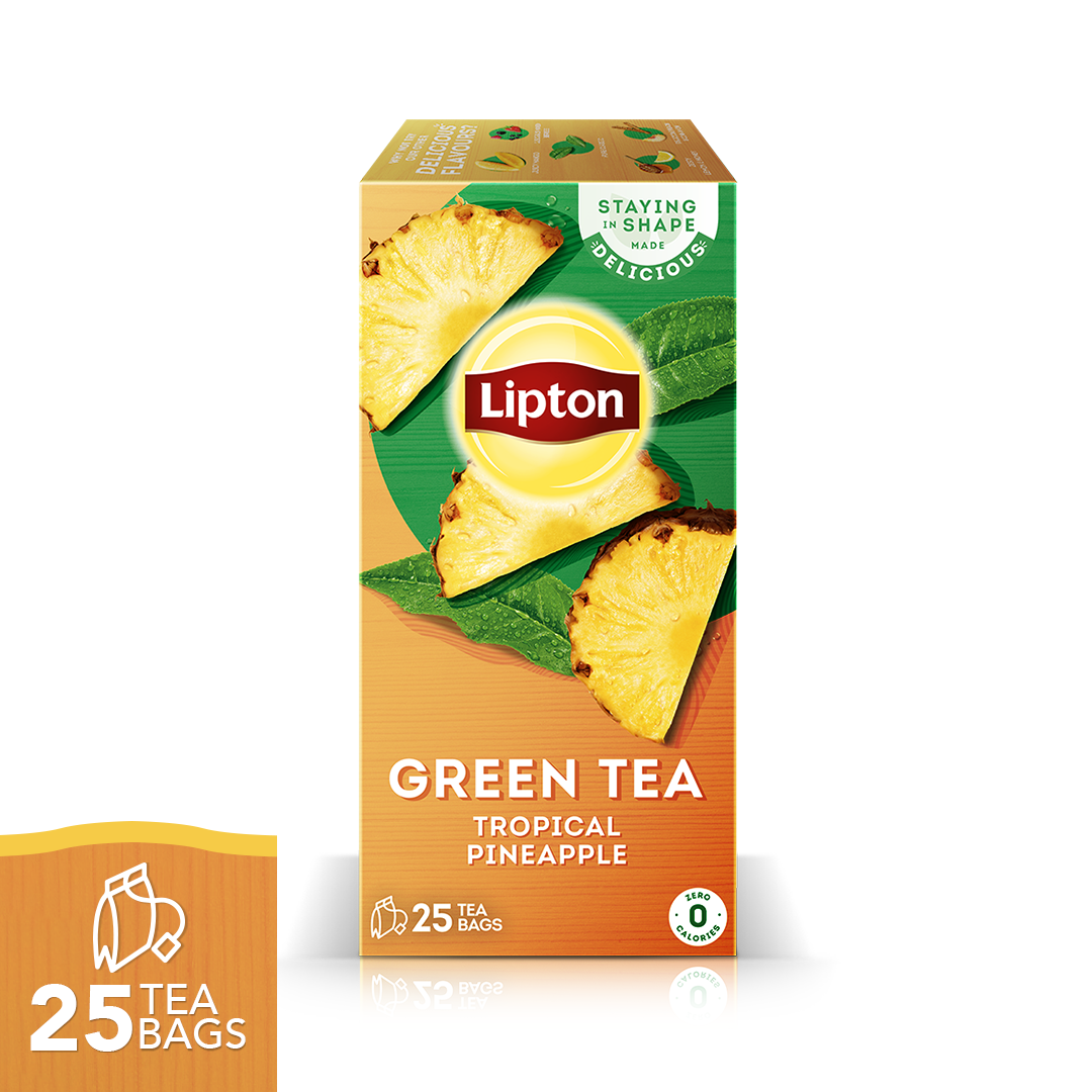 LIPTON GREEN TEA TROPICAL PINEAPPPLE 25 TEA BAGS| ZERO CALORIES