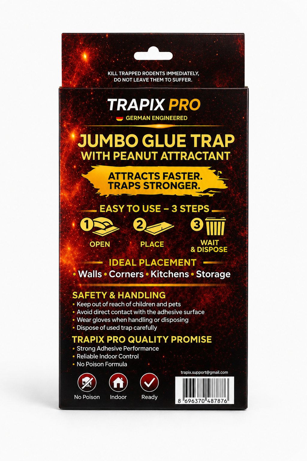 TRAPIX JUMBO PRO NO ESCAPE GLUE TRAP 2 WITH PEANUT FAST ATTR