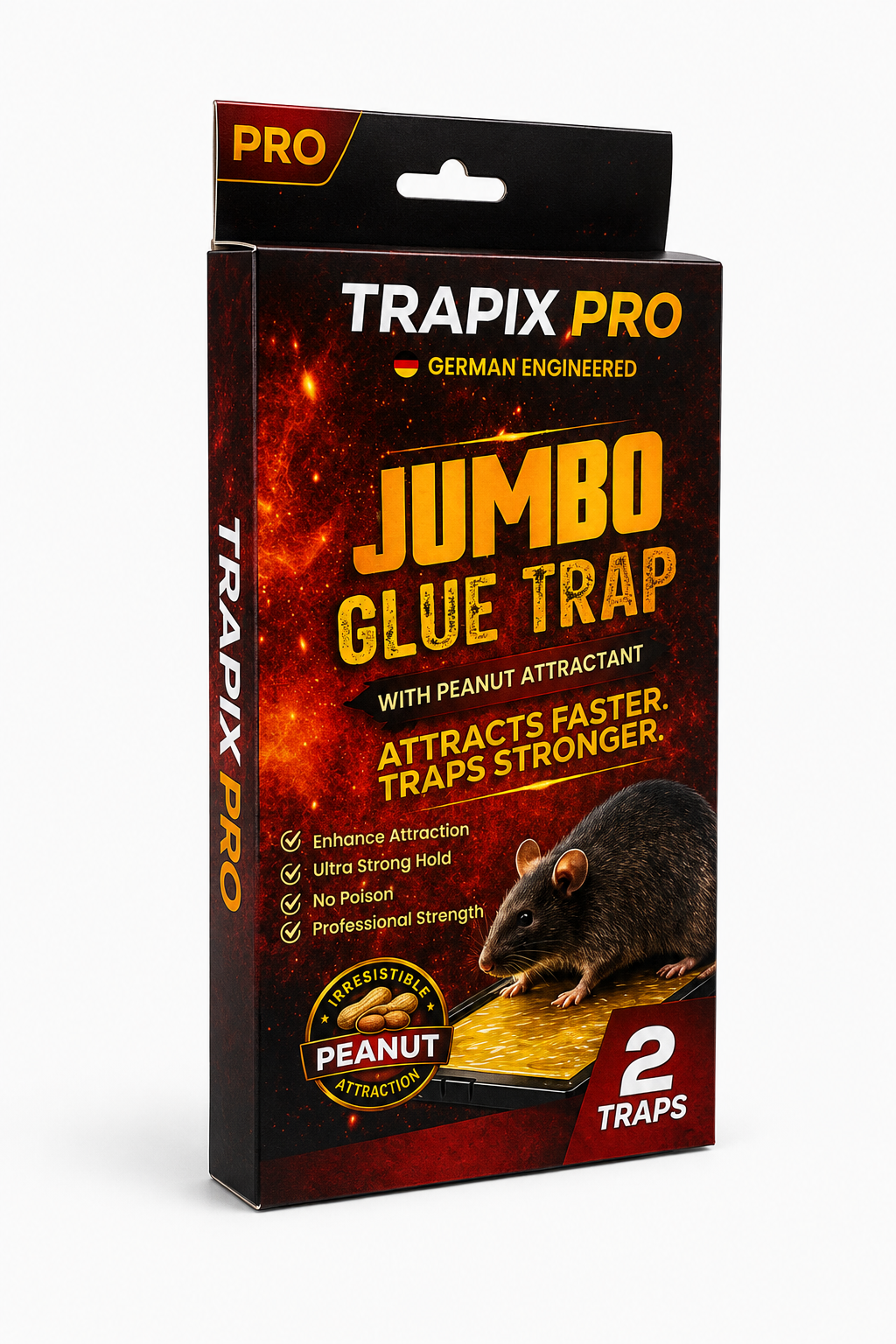 TRAPIX JUMBO PRO NO ESCAPE GLUE TRAP 2 WITH PEANUT FAST ATTR
