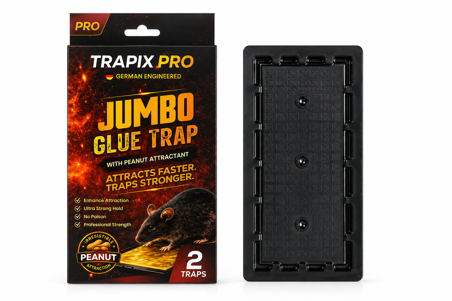 TRAPIX JUMBO PRO NO ESCAPE GLUE TRAP 2 WITH PEANUT FAST ATTR