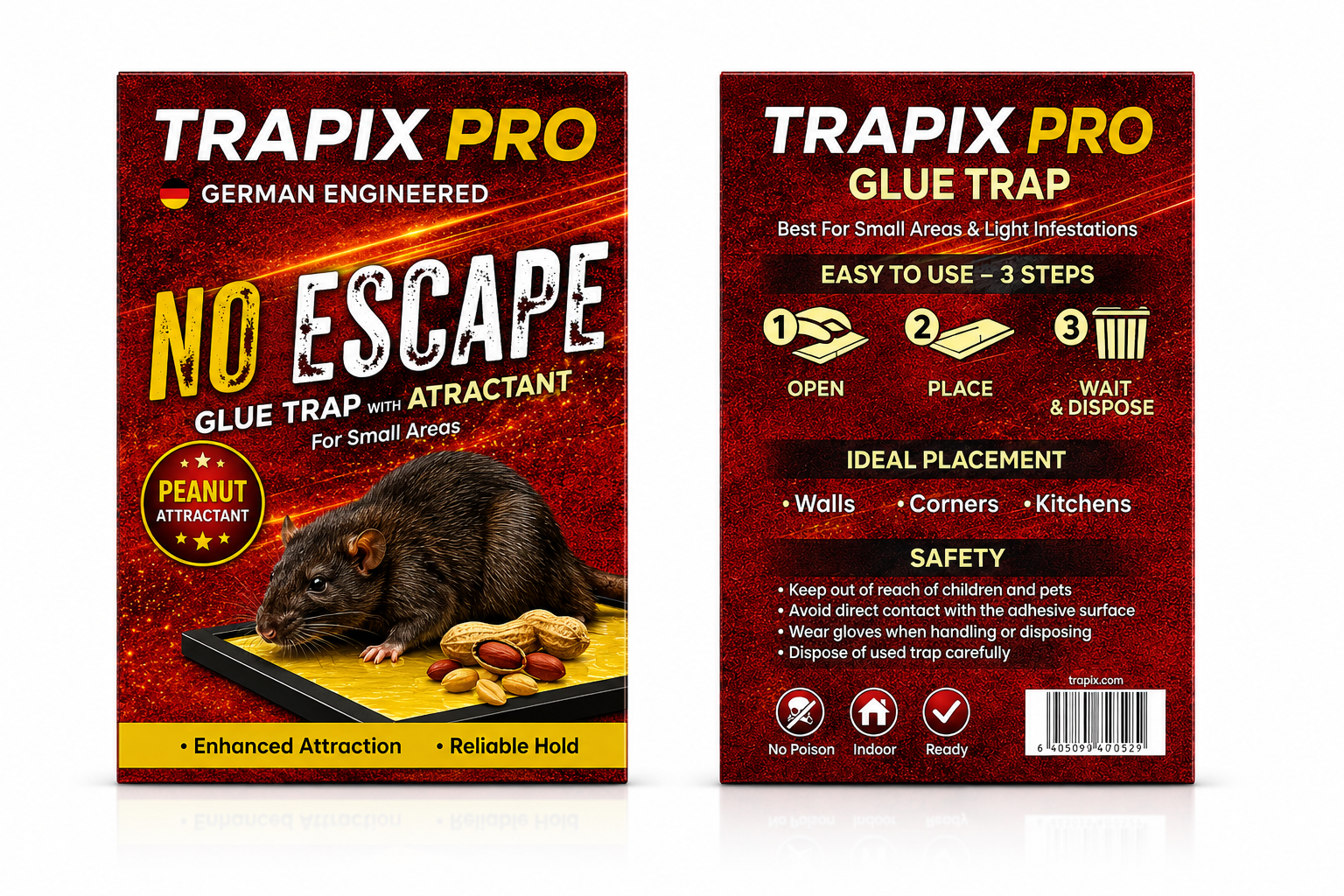 TRAPIX PRO NO ESCAPE GLUE TRAP WITH PEANUT ATTRACTANT